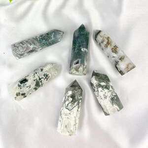 Moss Agate Point - Moss Agate Crystal Point - Moss Agate Healing Crystal - Moss Agate Crystal Tower
