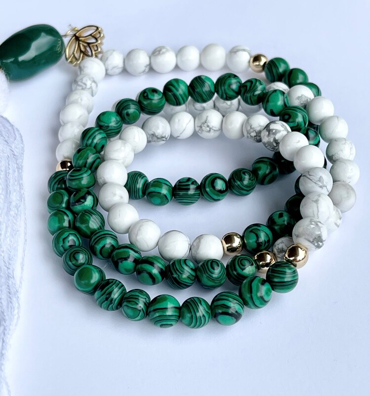 Welfare for our shop Malachite Mala Howlite Mala