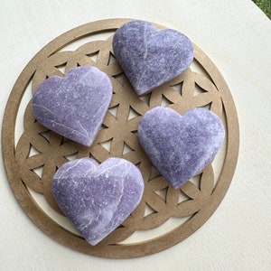 Lepidolite Heart Carving: Natural Healing Crystal Stone