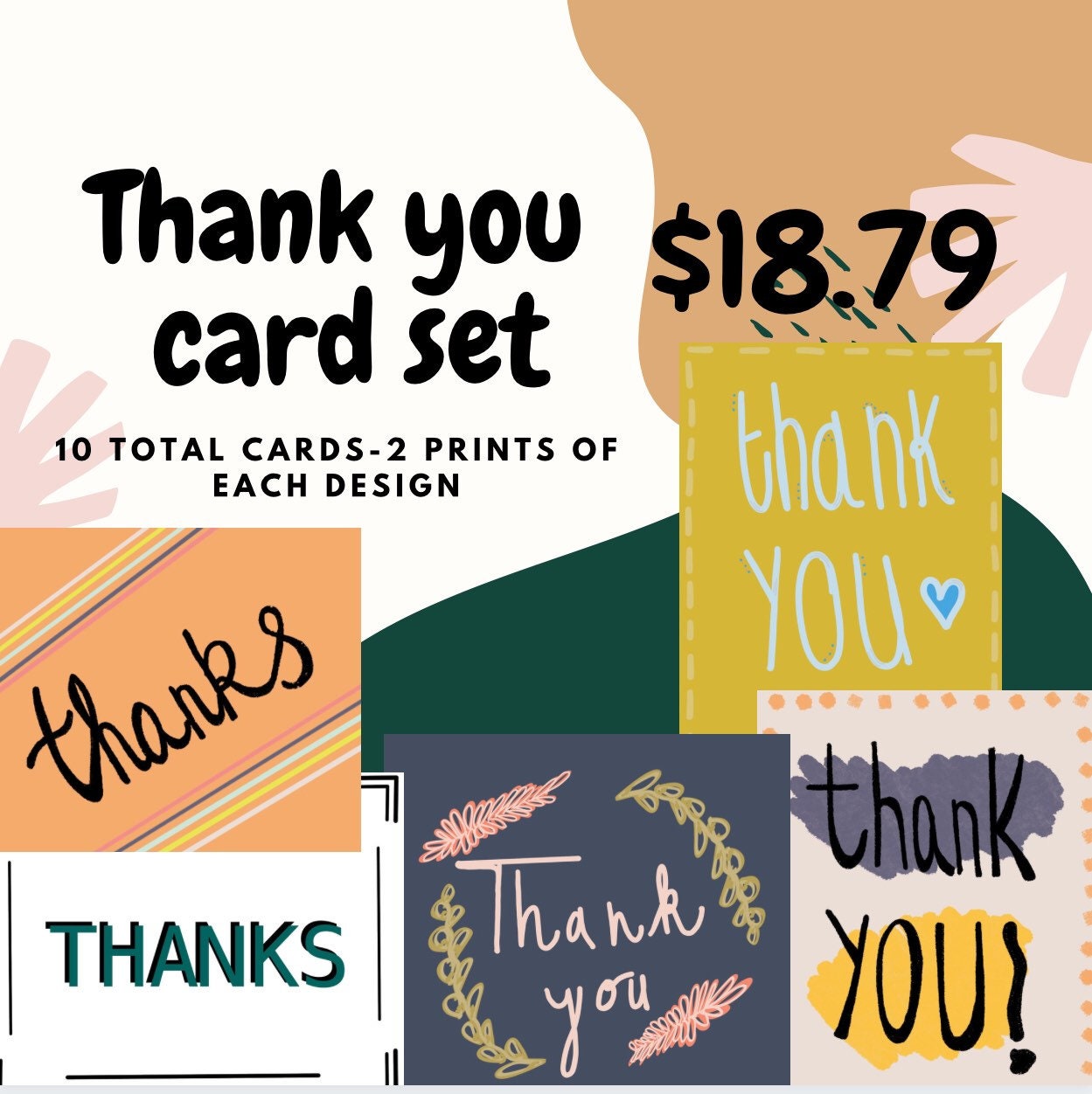 Thank you card set thank you card box thank you cards Etsy