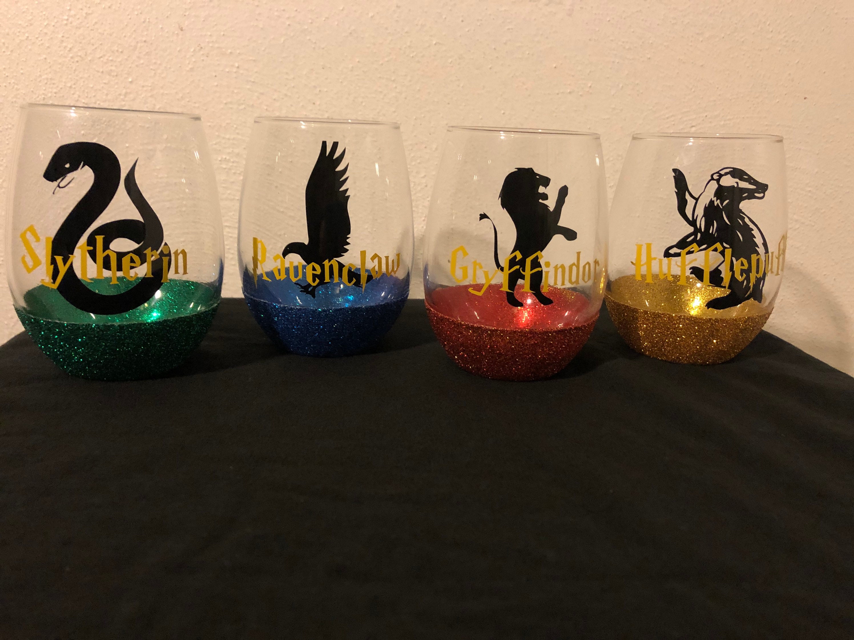 Harry Potter stemless wine glass set Etsy