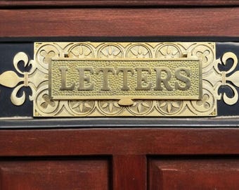 Victorian Cast Brass Mail Slot – Customized Letter Plate, Inner Flap Home Decor