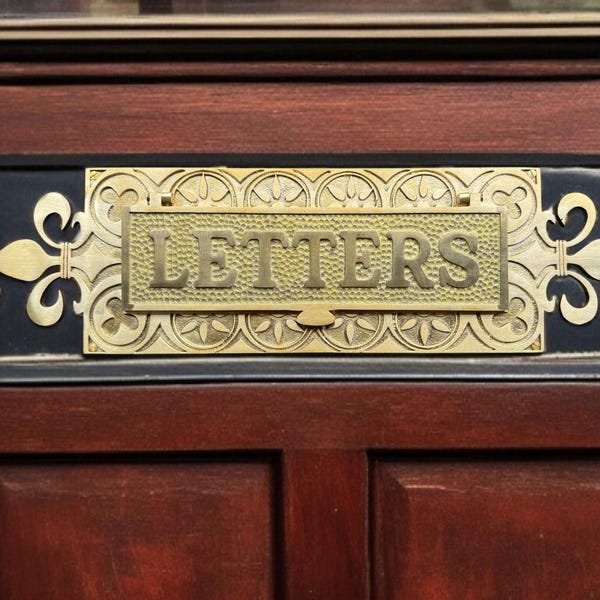 Victorian style Cast brass letter Mail Slot - Customized sign - Letter slot - Mail slot inner flap