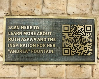 Custom Cast Brass QR Code Plaque – wifi sign, Outdoor Signage