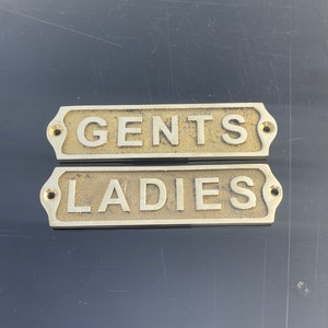 Solid Brass Ladies Gents Door Signs - Ladies, Gents, Disabled Vintage Antique Victorian Cast Loo Bathroom Signs Old Style