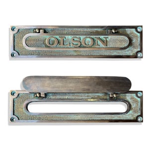 Ranura de correo con nombre personalizado - Placas de ranura personalizadas de estilo vintage - Placas de tamaño personalizado, acabado antiguo único
