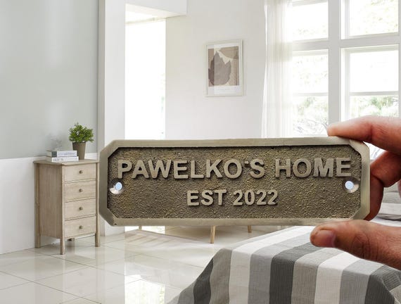 Personalized Brass Door Plaque - Gold Finish, Custom Sign