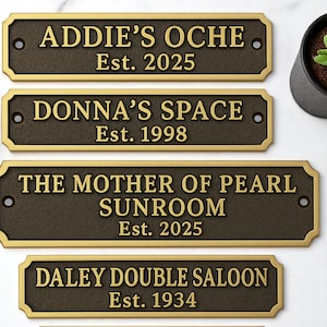 Custom Brass Name Plaque – Antique Finish Personalized Door Sign – House Nameplate – Family Name Sign – Rustic Home Decor