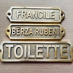 Customized Brass door signs - Custom language - Custom size plaques - personalized name signs - Gold finish plaque image 3