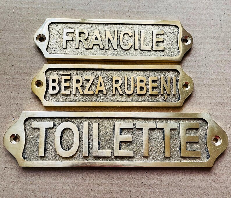 Customized Brass door signs - Custom language - Custom size plaques - personalized name signs - Gold finish plaque image 3