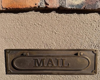 Custom Cast Bronze Mail Slot – Vintage Style Letter Box - Customized Sign
