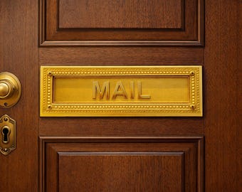 Solid Brass Mail Slot - Vintage Style Decorative Door Plate -  Letter box - Customized sign
