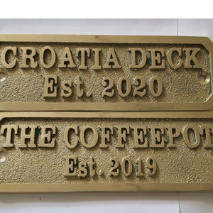 Custom Cast Brass door signs & plaques Any language Sign Customized size plaques Custom name signs brass gold finish Est sign image 4