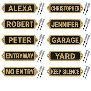 Custom Brass Door Signs – Vintage Black & Gold Plaques for Toilet, Bathroom, Restroom, WC, Push, Pull, Exit – Personalized Nameplates