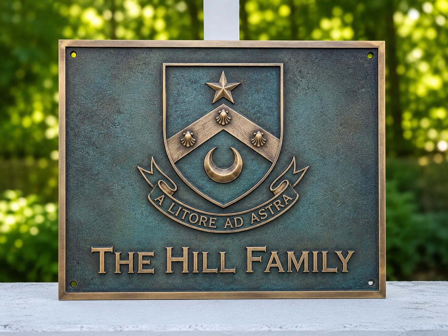 Crest Sign Post 3D Custom Family Crest Bronze Plaques | Personalized Coat of Arms Sign ...