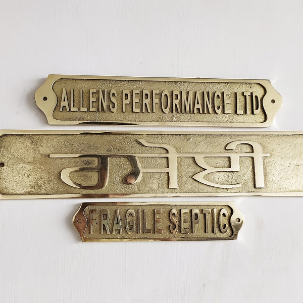 Placas y letreros de puerta de latón personalizados - Placas de idioma personalizadas - Placas de tamaño personalizado - letreros de nombre personalizados - acabado en oro latón