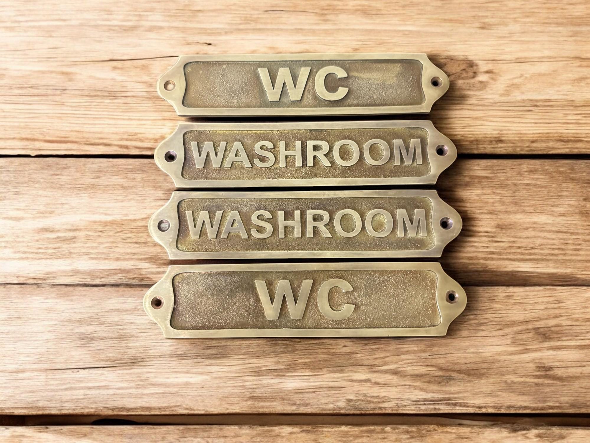 真鍮製ドアサイン - WC、ヴィンテージアンティークビクトリア朝鋳物