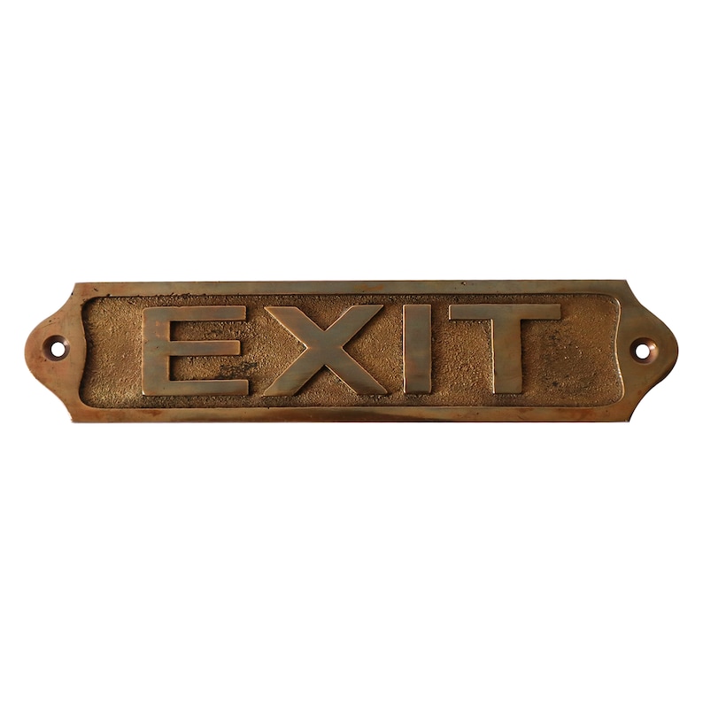 Rounded Exit Sign Solid Brass Door Signs - EXIT, Vintage Antique Victorian Cast Metal ...