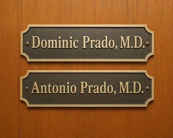 Customized Embossed Brass Nameplate | Personalized Bronze Door Sign | Plaques for Office and Buildings | Christmas Gift