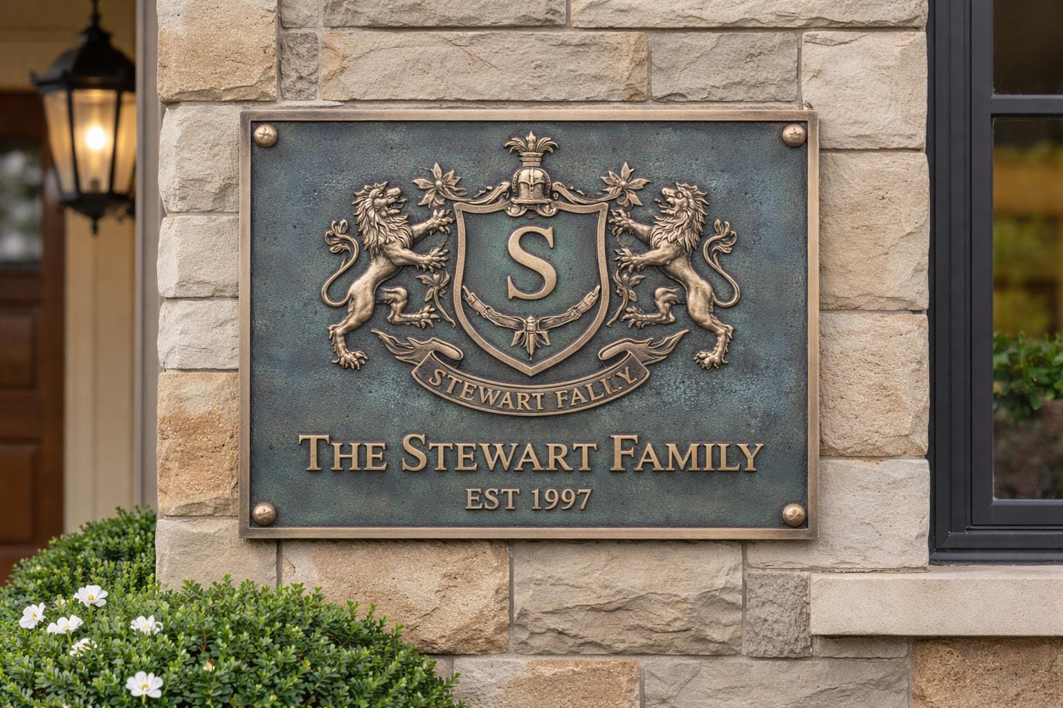 Crest Sign Post 3D Custom Family Crest Bronze Plaques | Personalized Coat of Arms Sign ...