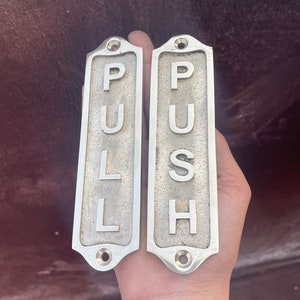Custom Brass PUSH and PULL Door Signs - Vintage Style Cast Metal Plaques for Doors - Functional Business and Home Décor