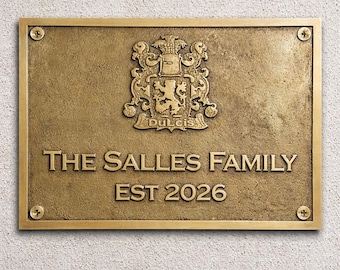 Custom Brass Family Name Plaque | Personalized Outdoor Signs | Cast Metal House Sign | Established Date Plaque | Vintage Patina Finish