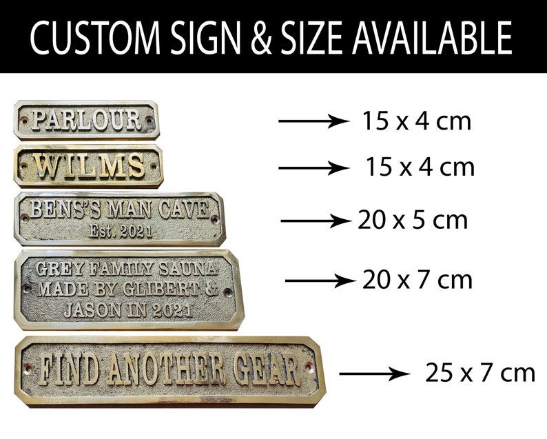 Custom Cast Brass door signs & plaques Any language Sign Customized size plaques Custom name signs brass gold finish Est sign image 2