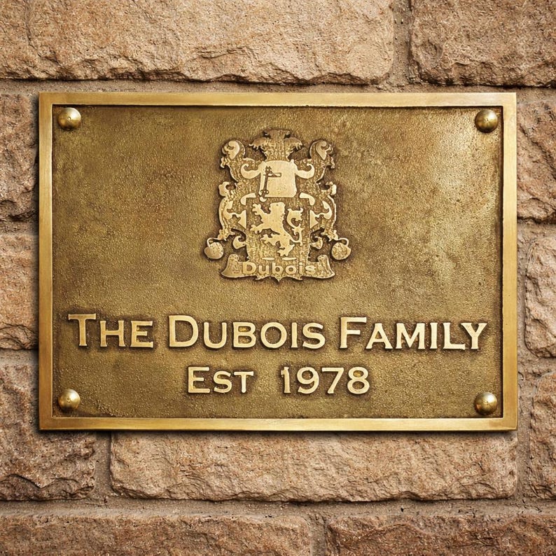 Crest Sign Rectangle Custom Bronze Family Crest Plaque | Established Date Plaque | Outdoor ...