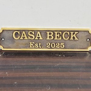 Customized Est Brass Name Plaque – Antique Finish Personalized Door Sign – House Nameplate – Family Name Sign – Rustic Home Decor