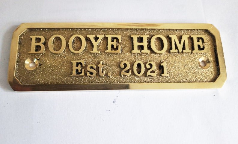 Custom Cast Brass door signs & plaques Any language Sign Customized size plaques Custom name signs brass gold finish Est sign image 3