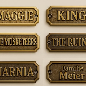 Custom Solid Brass Door Sign - Personalized Modern Plaque