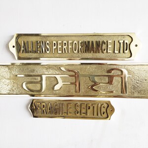 Customized Brass door signs - Custom language - Custom size plaques - personalized name signs - Gold finish plaque image 9