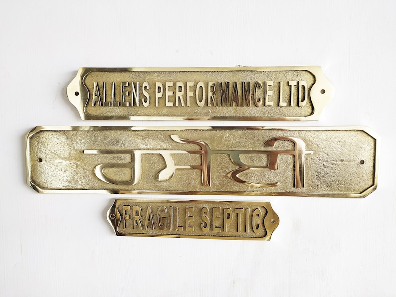 Customized Brass door signs - Custom language - Custom size plaques - personalized name signs - Gold finish plaque image 9