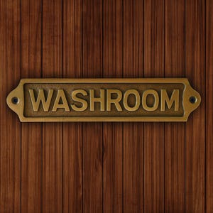 Solid Brass WASHROOM Door Signs , Vintage Antique Victorian Cast  Metal Embossed Signs Old Style