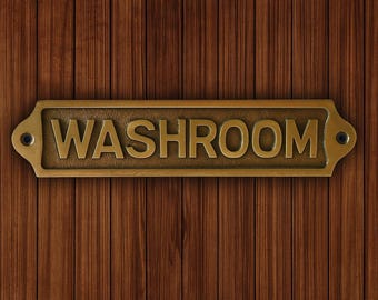 Solid Brass WASHROOM Door Signs , Vintage Antique |office door signs| metal sign.