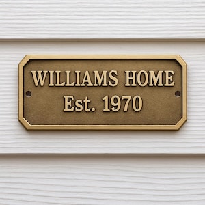 Custom Brass Nameplate Sign – Personalized "Est. Year" Plaque for Home, Cottage, or Castle – Indoor/Outdoor Vintage Metal Brass Sign