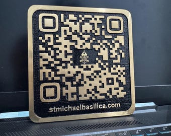 Customized Cast Brass Functional QR Code Plaque: Business working Signage - Brass QR code plaque