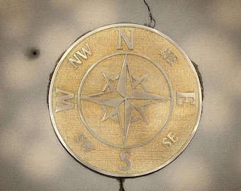 Brass Compass Rose Plaque | Nautical Garden Decor, Weatherproof