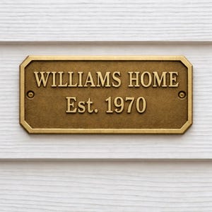 Custom Brass Family Name Plaque: Personalized Vintage Metal Brass Sign