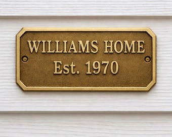 Custom Brass Family Name Plaque: Personalized Vintage Metal Brass Sign