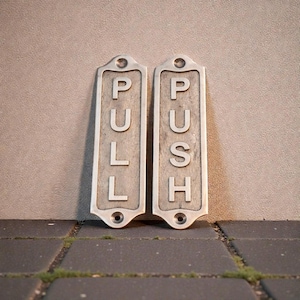 Custom Brass Push/Pull Door Signs: Vintage Style Metal Plaques