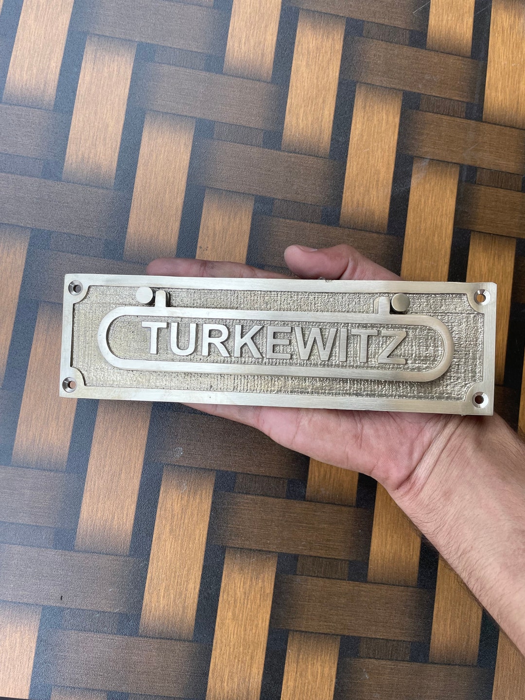 Cast Brass Letter Box Flap Custom Name Mail Slot Art Deco Etsy