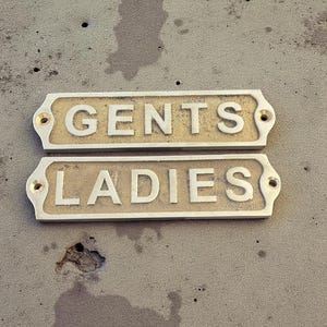 Solid Brass Ladies & Gents Restroom Sign: Vintage Style Plaques