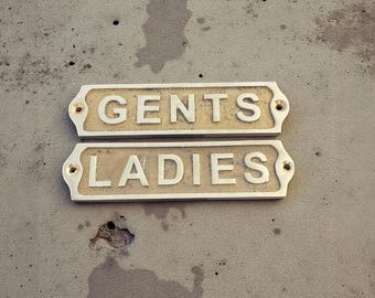 "Total Messing Schilder ""Ladies & Gentlemens"" , Toilettenschilder im Vintage-Stil - Benutzerdefinierte Schilder - Toilettenschilder."