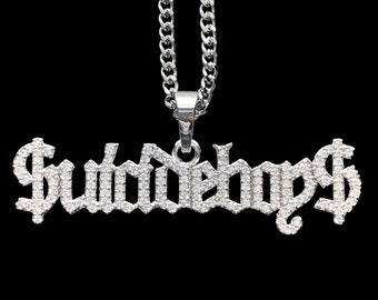 SUICIDEBOYS Necklace! Iced Out Cubic Zirconia Pendant + Stainless Steel Chain (G59 Grey59 Yung Xrist Ruby da Cherry Grey Five Nine Grey Day)