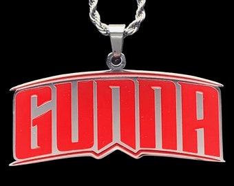 GUNNA Necklace! Stainless Steel & Red Enamel Pendant + Stainless Steel Chain (Wunna Young Thug Thugger Young Slime Life Young Stoner Life)
