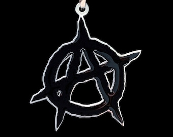 Anarchy Necklace! Stainless Steel & Black Enamel A Pendant + Choice of Chain (Lil Peep Gustav Ahr GBC Hellboy CryBaby GothBoiClique)