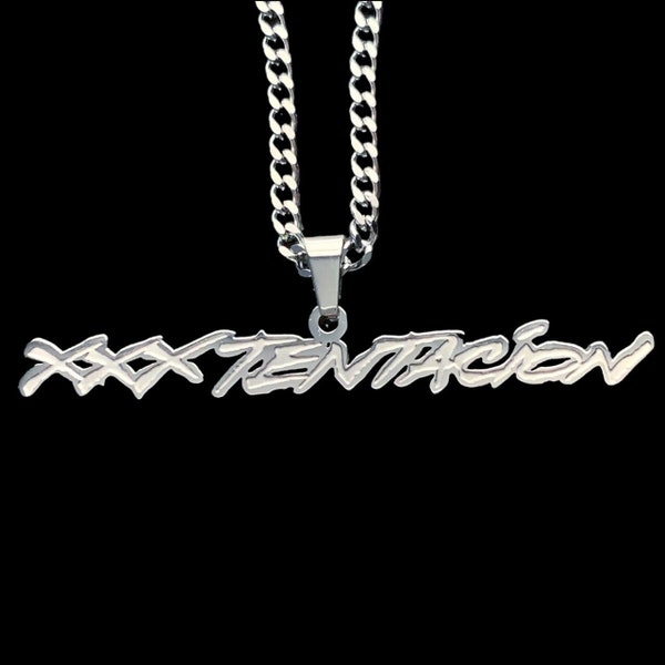 XXXTENTACION Necklace! Etched Stainless Steel Pendant + Choice of Chain (Jahseh Onfroy LLJ Bad Vibes Forever Revenge)