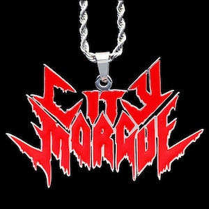 City Morgue Necklace! Stainless Steel & Red Enamel Pendant + Stainless Steel Chain (ZillaKami SosMula Wardogs As Good As Dead MST Trap Metal