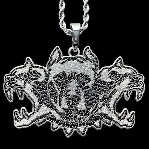 City Morgue WarDogs Necklace! Iced Out Cubic Zirconia Pendant + Stainless Steel Chain (ZillaKami SosMula As Good As Dead MST Trap Metal)